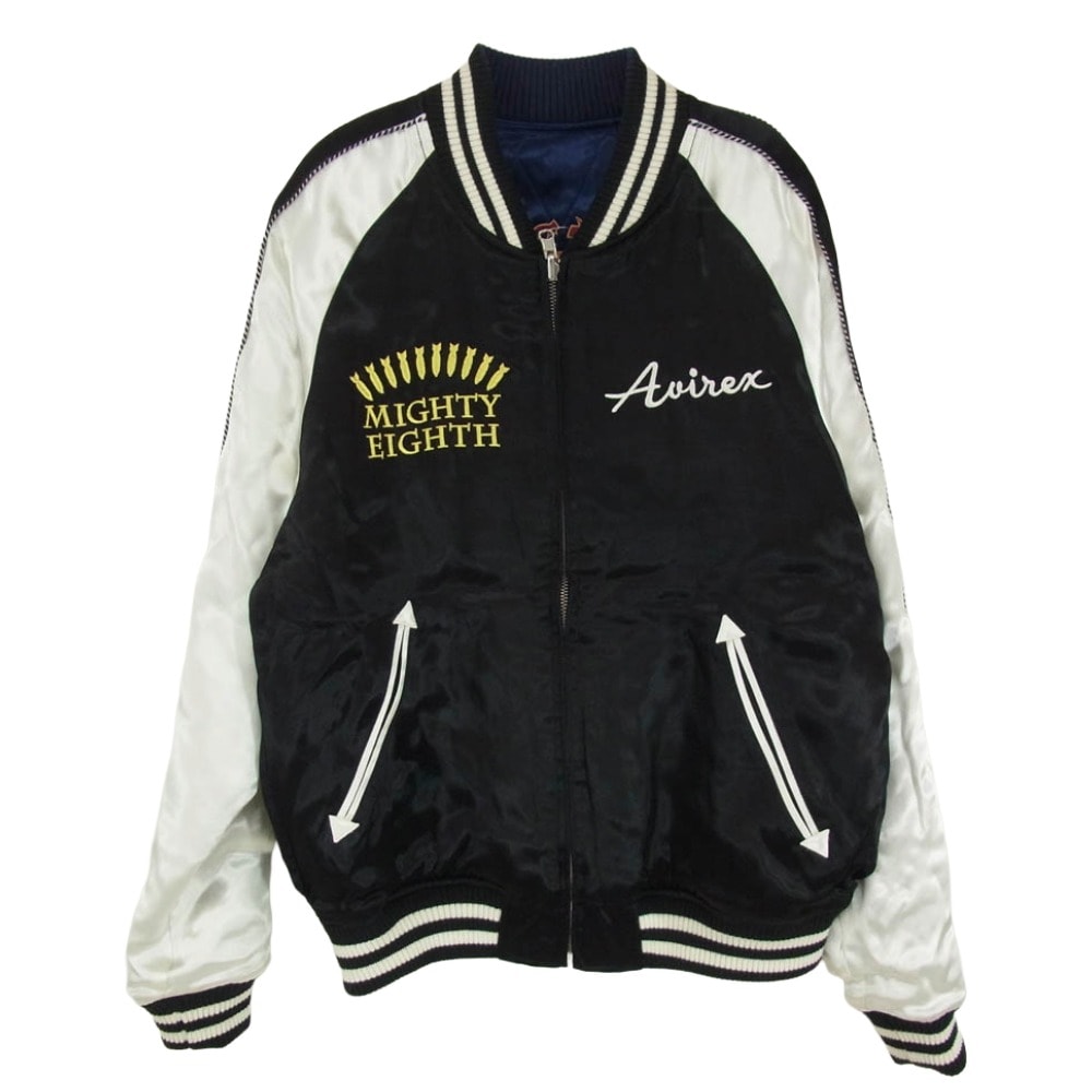 AVIREX アヴィレックス スカジャン 6152222 MIGHTY EIGHTH REVERSIBLE JACKET リバーシブル スカジャン ジャケット ブラック系 M【中古】