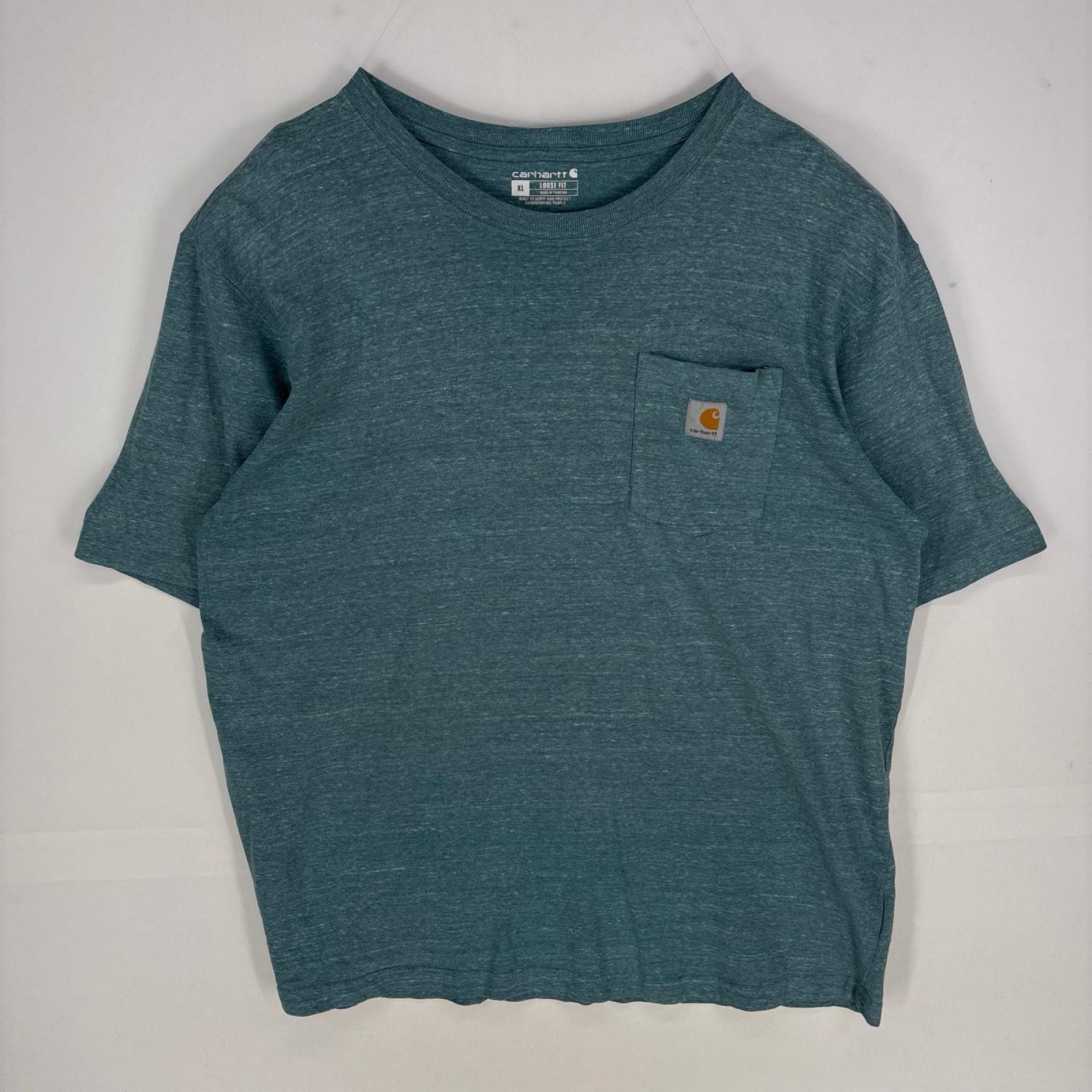 古着 カーハート Carhartt 半袖Tシャツ ワンポイント ポケット クルーネック ショートスリーブ XL ブルー系 メンズ