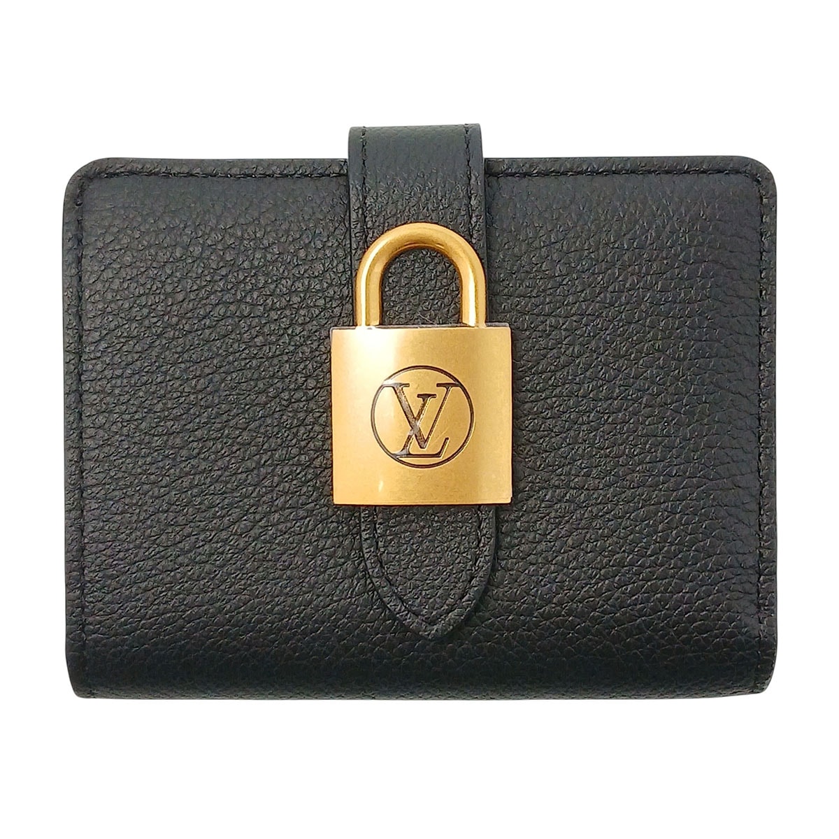 LOUIS VUITTON ルイ・ヴィトン ポルトフォイユ ロウキー コンパクト 二つ折り財布 M12408 レザー ブラック  レディース【中古】