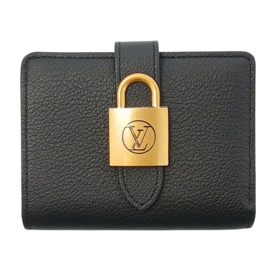 LOUIS VUITTON ルイ・ヴィトン ポルトフォイユ ロウキー コンパクト 二つ折り財布 M12408 レザー ブラック レディース【中古】