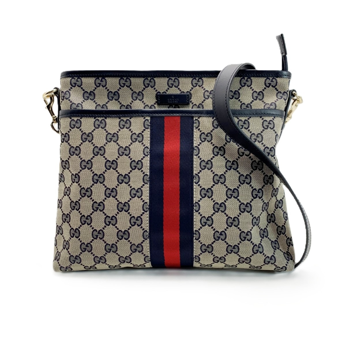 GUCCI グッチ シェリー GG 388926 ネイビー×グレー ショルダーバッグ ゴールド金具