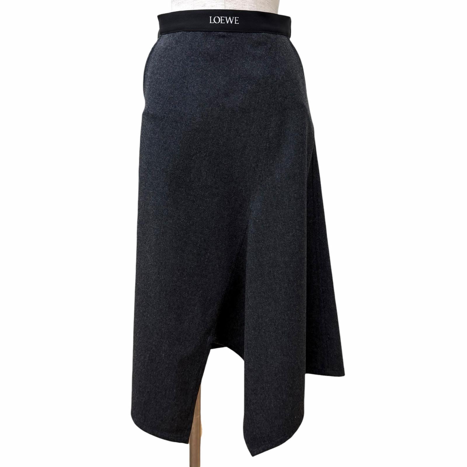 極美品 ロエベ スカート チャコールグレー 34 S359Y08X79