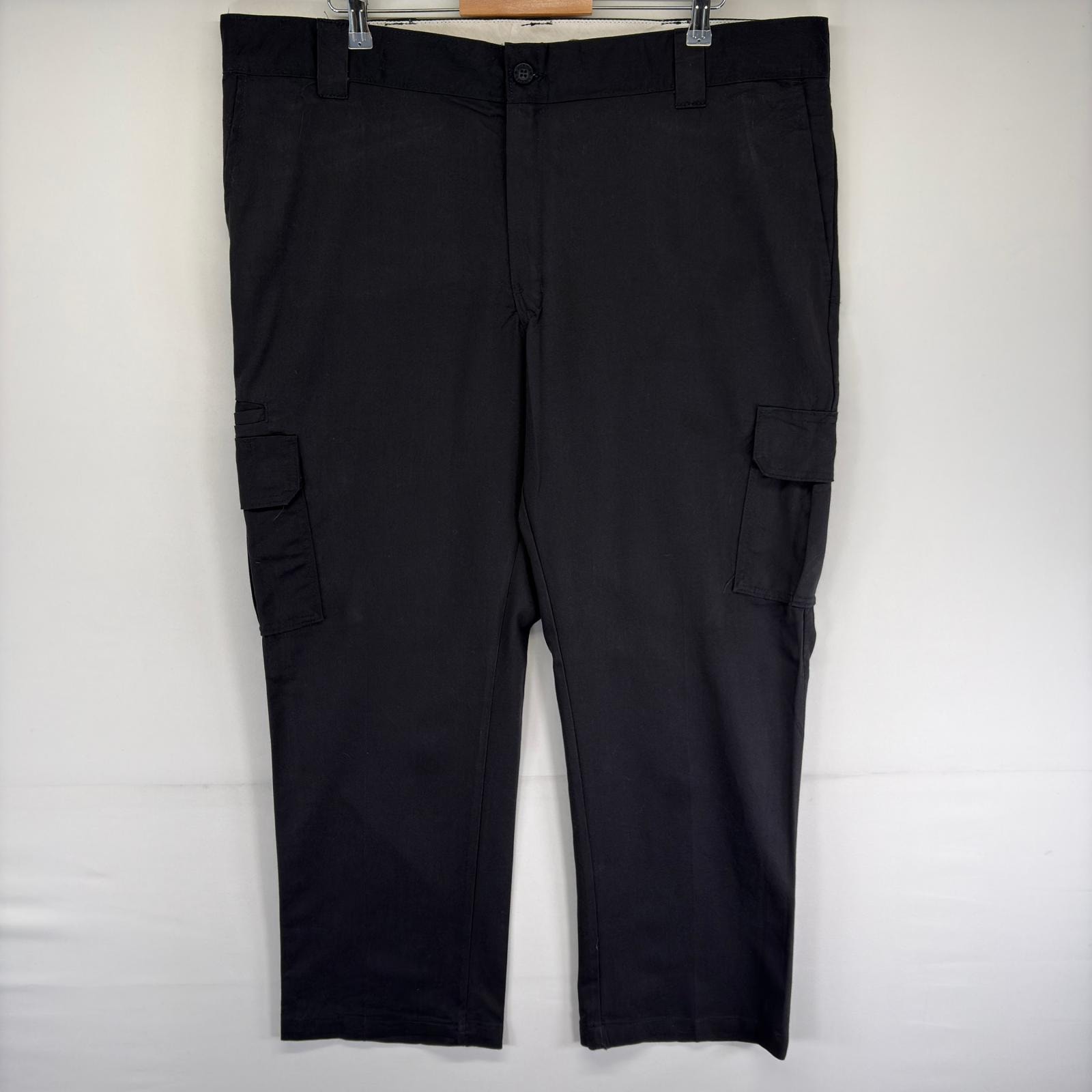 古着 ディッキーズ Dickies パンツ ワンポイントロゴ ジッパーフライ カーゴ 大きいサイズ ワークパンツ w44 L30  ブラック系 メンズ