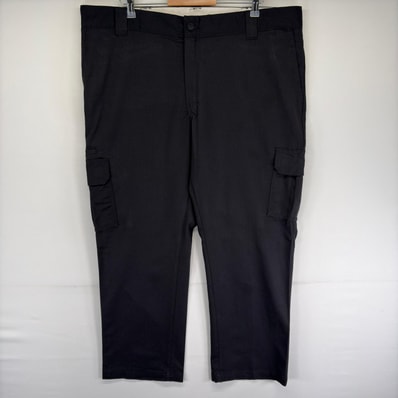古着 ディッキーズ Dickies パンツ ワンポイントロゴ ジッパーフライ カーゴ 大きいサイズ ワークパンツ w44 L30 ブラック系 メンズ