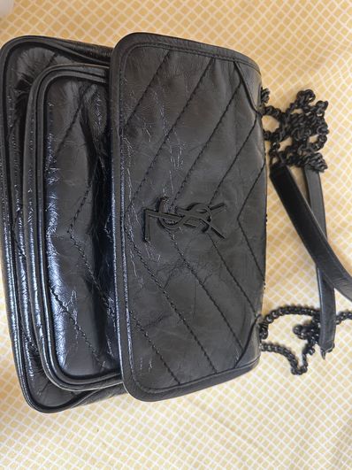 Saint Laurent Niki Baby In Crocodile-Embossed Leather "Deep Green"