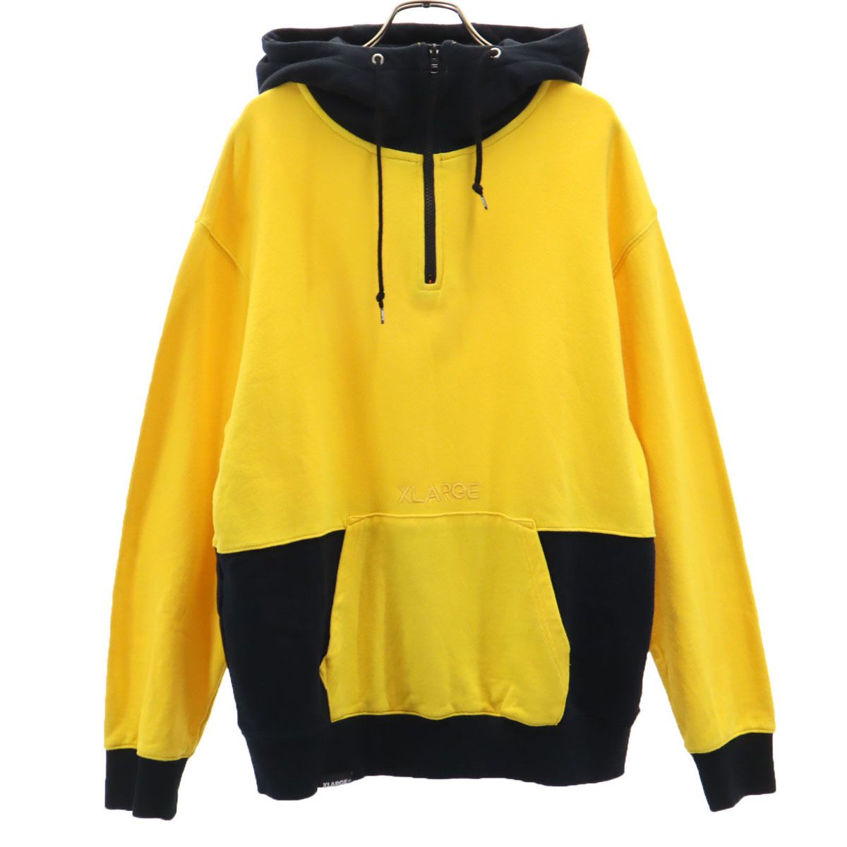 XLARGE エクストララージ 長袖 ハーフジップ スウェットパーカー M イエロー
