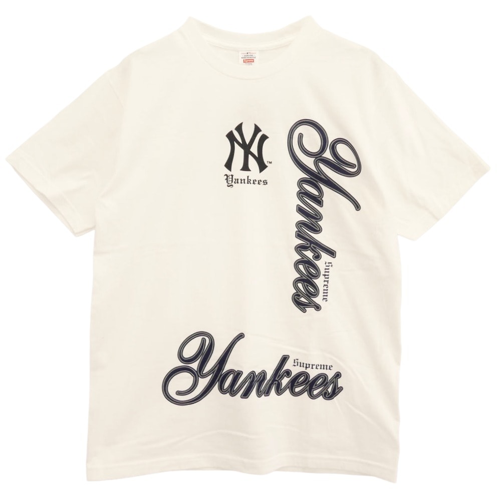 Supreme シュプリーム Ｔシャツ 25AW x MLB Teams Tee NY New York Yankees ニューヨークヤンキース チームズ 半袖 Tシャツ ホワイト系 M【極上美品】【中古】