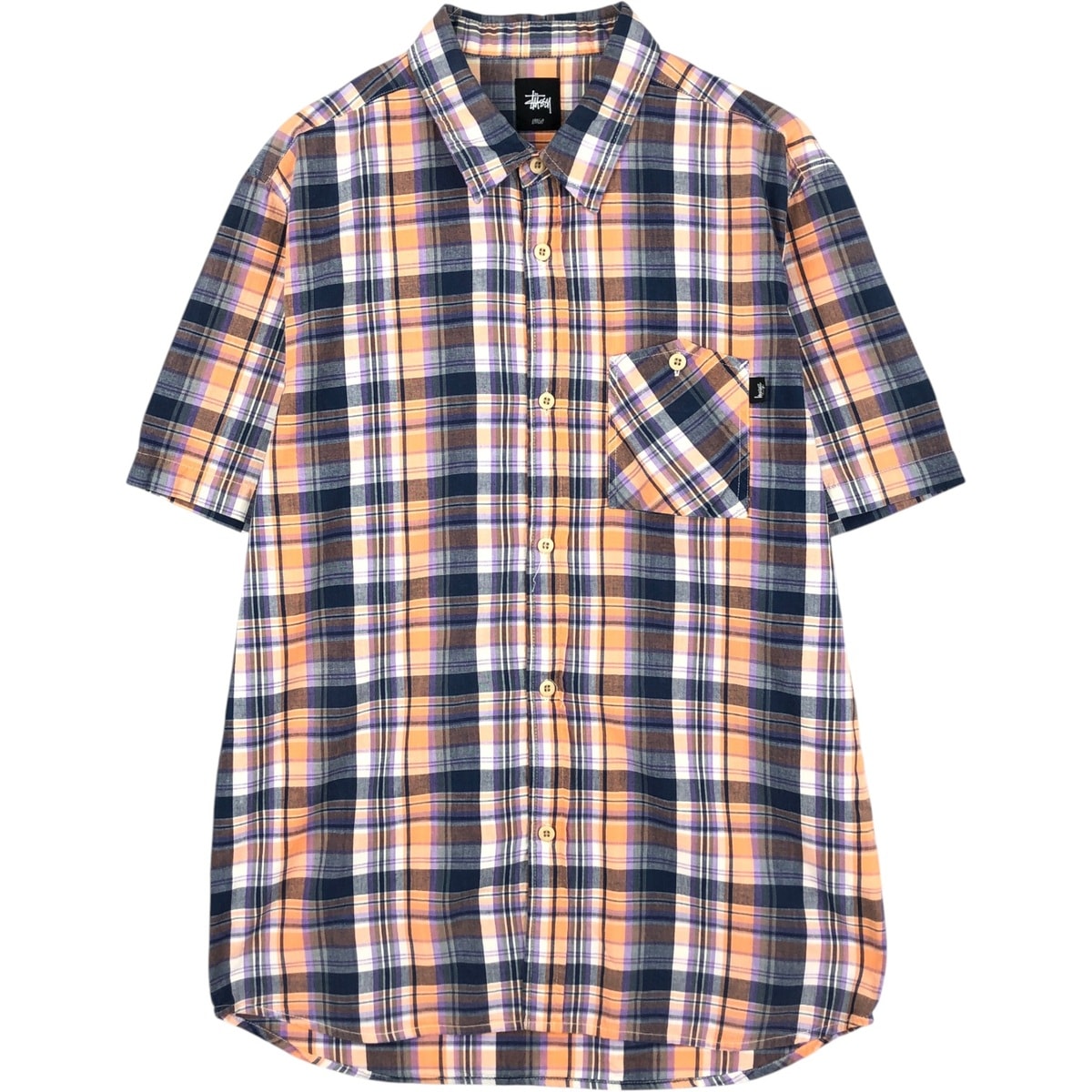 古着 ステューシー STUSSY 半袖 コットン チェックシャツ メンズL相当/eaa623513