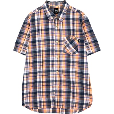 古着 ステューシー STUSSY 半袖 コットン チェックシャツ メンズL相当/eaa623513