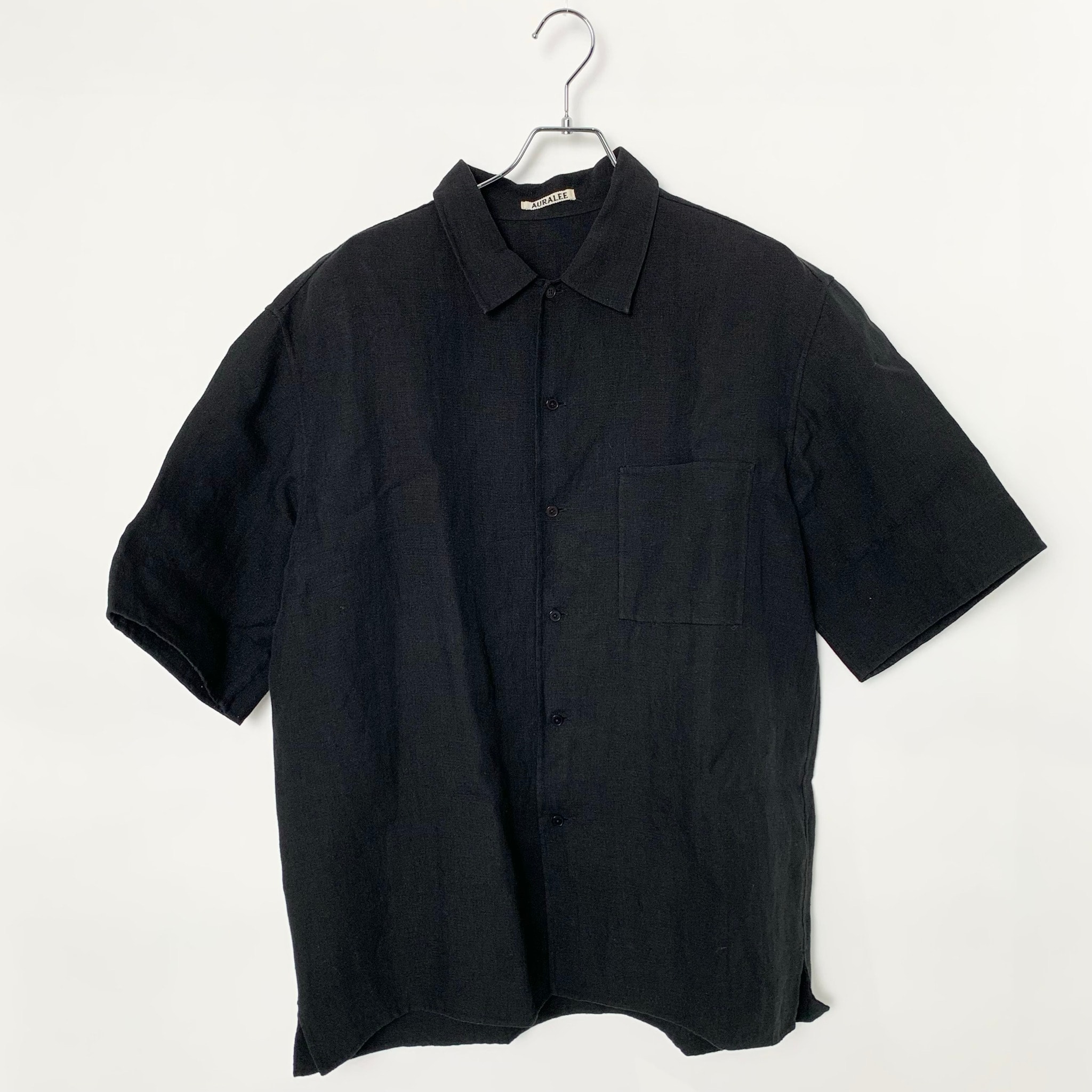 AURALEE Double Cloth Linen Hand Sewn Shirt "Black"