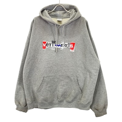 ヴェトモン グレー UA53HD240G ミックスロゴスウェットフーディ M