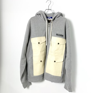 JUNYA WATANABE MAN × FILSON W-Name Leather Patch Hoodie "Grey"