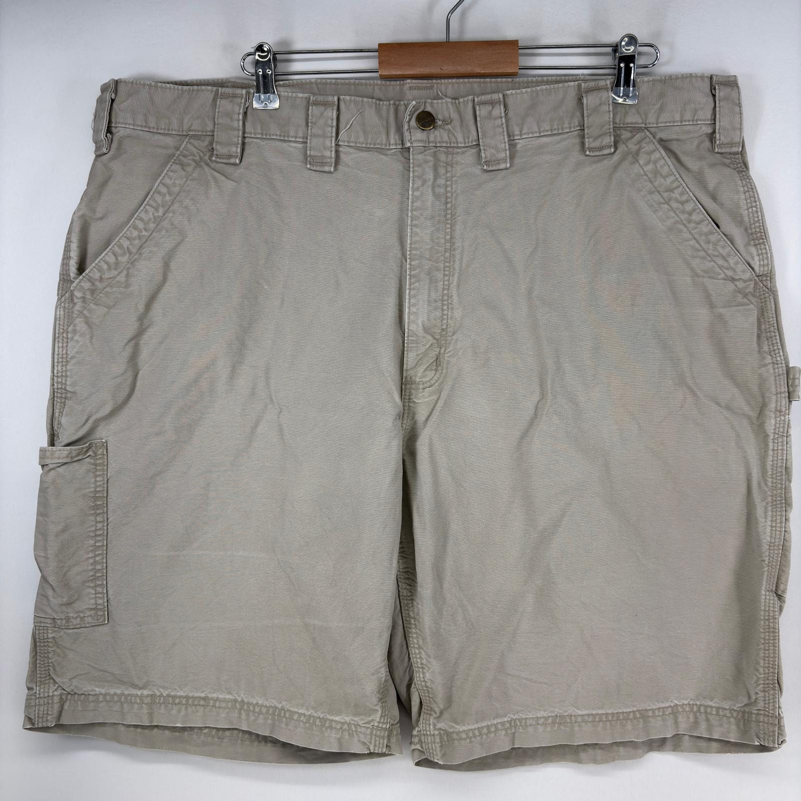 古着 カーハート Carhartt ダック ショートパンツ ペインターパンツ ワンポイント ハーフパンツ 大きいサイズ w44  ベージュ メンズ