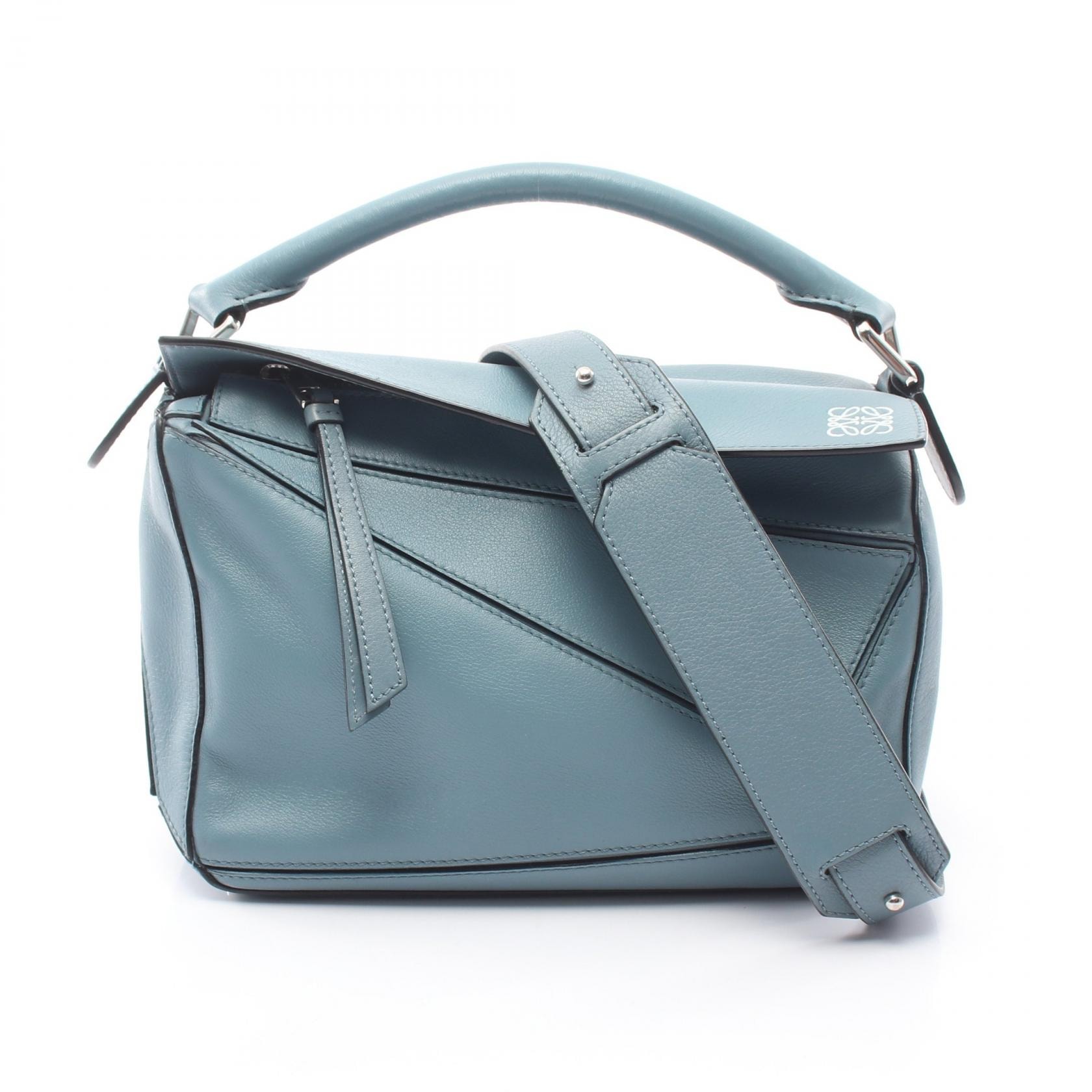ロエベ LOEWE PUZZLE BAG SMALL パズルバッグ スモール 2WAY ショルダーバッグ バッグ レザー レディース ブルー系 【中古】