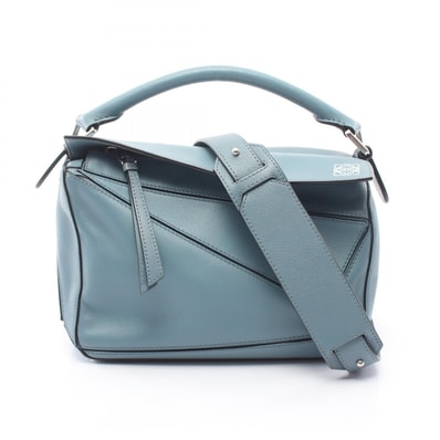 ロエベ LOEWE PUZZLE BAG SMALL パズルバッグ スモール 2WAY ショルダーバッグ バッグ レザー レディース ブルー系 【中古】