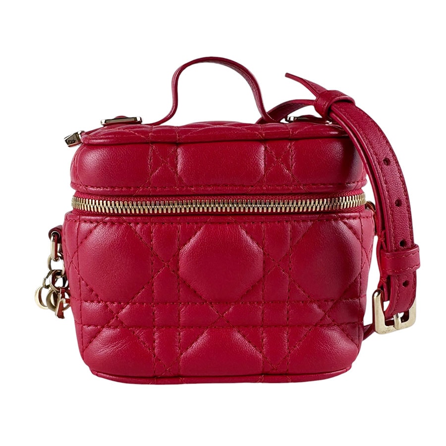 クリスチャンディオール Christian Dior ショルダーバッグ レディディオール マイクロ バニティ ラムスキン レッド レディース【中古】 z10316