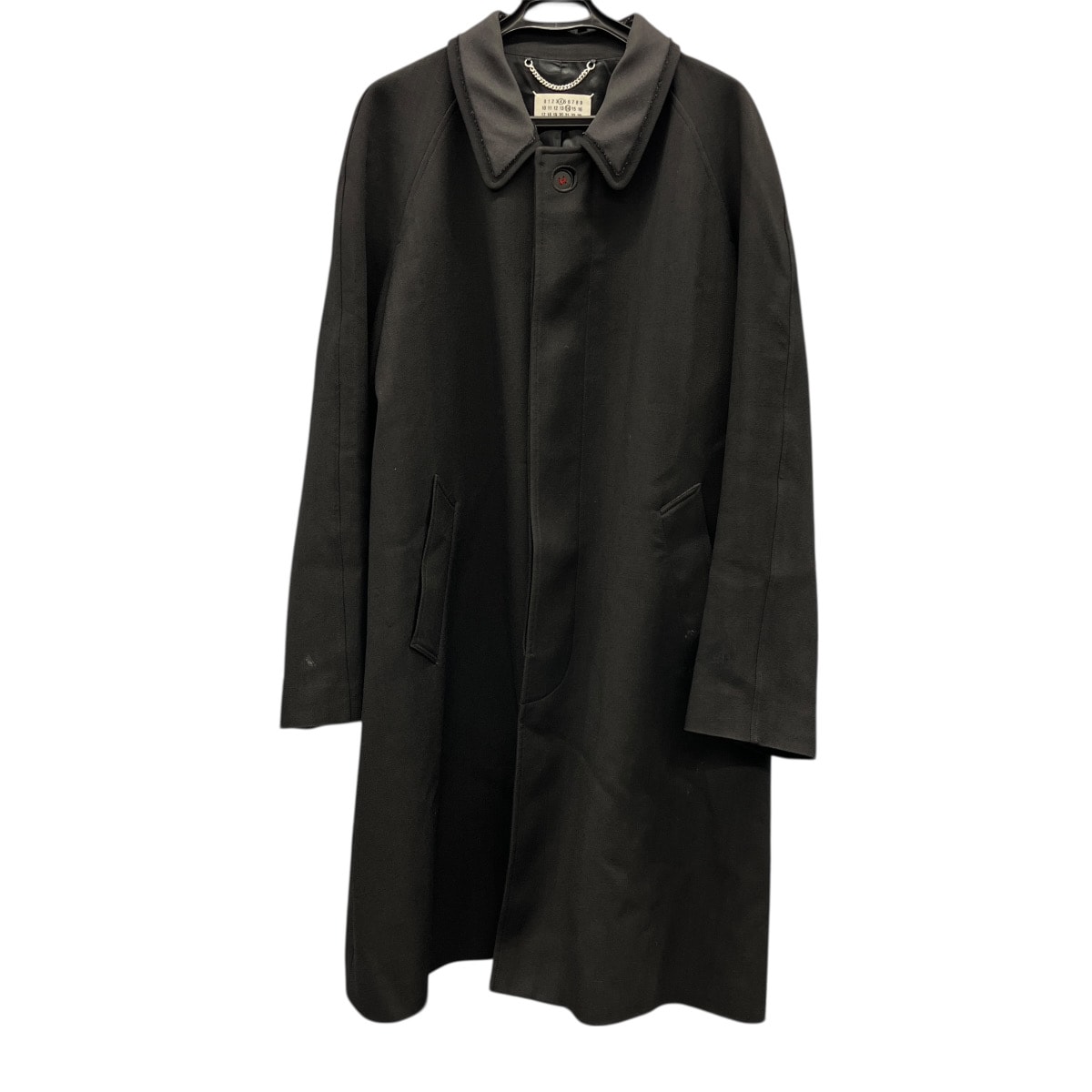 Maison Margiela 4 14 美品 メゾン マルジェラ 4ステッチ ステンカラー コート SI0AA0003 2023年 レーヨン ウール ブラック ロングコート アウター ABランク 中古 鑑定済 マルジェラコート