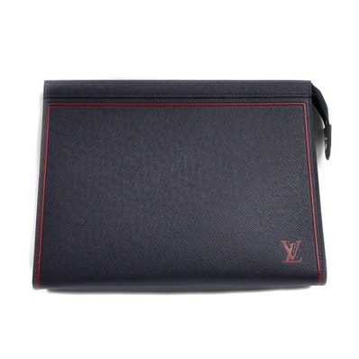 LOUIS VUITTON ルイ・ヴィトン ポシェット ヴォワヤージュMM クラッチバッグ タイガ ネイビー M63394 TA4109 メンズ【中古】【美品】