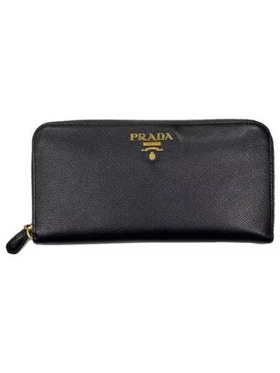 PRADA Large Saffiano Leather Wallet "Black"