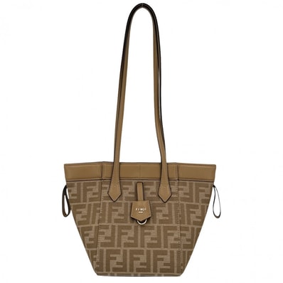 FENDI フェンディ ショルダーバッグ ズッカ オリガミ ミニ 肩掛け 斜め掛け Origami 8BS083 コーティングキャンバス レザー ベージュ ゴールド金具 レディース【中古品】
