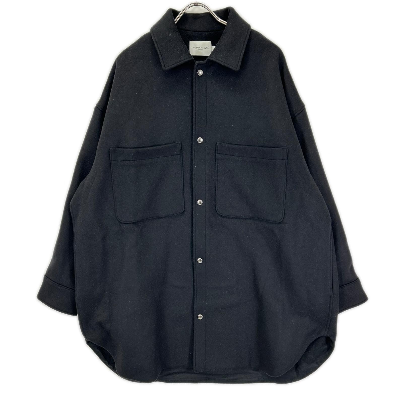 メゾンキツネ JM02158WM0020 ブラック ウールカシミヤ混 FULLY LINED TWO POCKET OVERSHIRT/シャツコート S