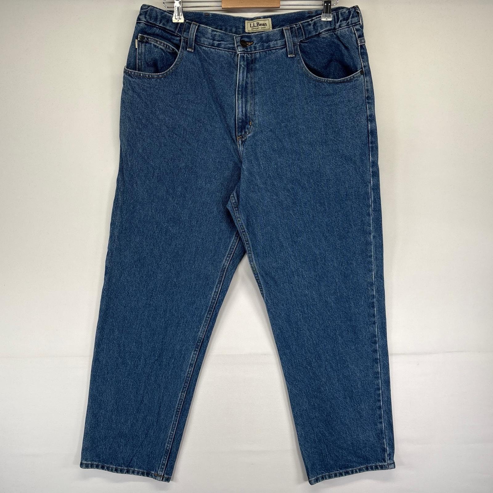 古着 エルエルビーン L.L.Bean パンツ アジャスター付き 5ポケ ジーパン テーパード W36 L30 ブルー系 メンズ