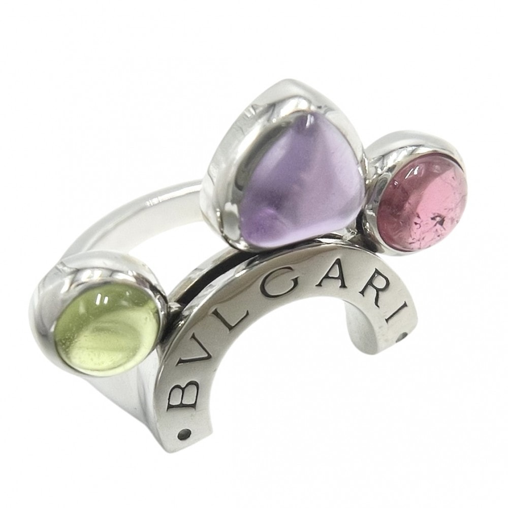 BVLGARI ブルガリ 指輪 アレグラリング ジュエリー アクセサリー Au750 18金WG K18ホワイトゴールド    アメジスト 約11.5号 マルチカラー レディース 約9.0g【中古品】