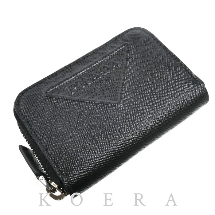 PRADA プラダ サフィアーノエンボス トライアングル コインケース ブラック 2MM003_2DIQ_F0002 IC ユニセックス【中古】【美品】