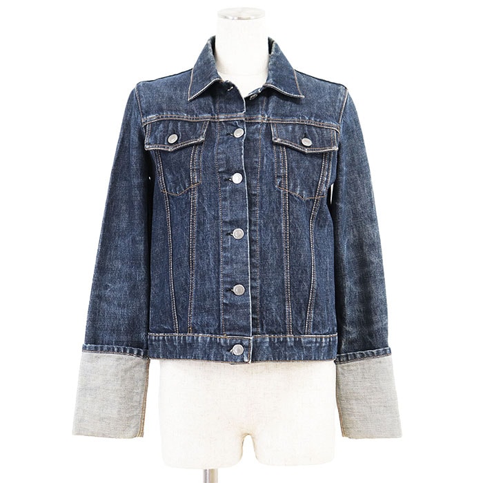 ヘルムートラング 1998 デニム  Gジャン ロールアップ ジャケット レディース ウォッシュドインディゴ 38 HELMUT LANG