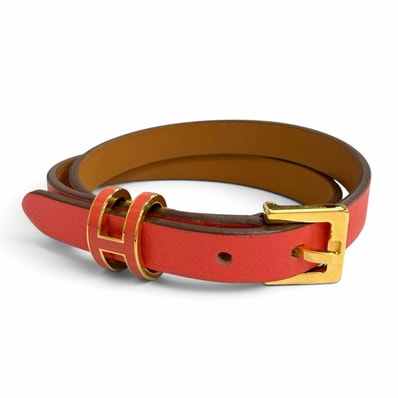 極美品 エルメス ブレスレット ポップH ドゥブルトゥール レッド系 T2 K刻
