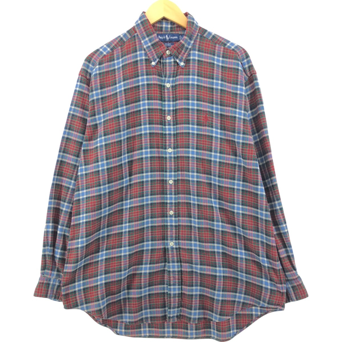 古着 ラルフローレン Ralph Lauren BLAKE 長袖 ボタンダウン ライトネルチェックシャツ メンズL相当/eaa550038