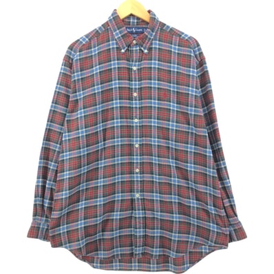 古着 ラルフローレン Ralph Lauren BLAKE 長袖 ボタンダウン ライトネルチェックシャツ メンズL相当/eaa550038