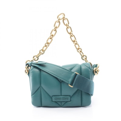 ミュウ ミュウ Miu Miu トラプンタータ キルティング 2WAY ショルダーバッグ バッグ レザー レディース グリーン系 5BD218 【中古】