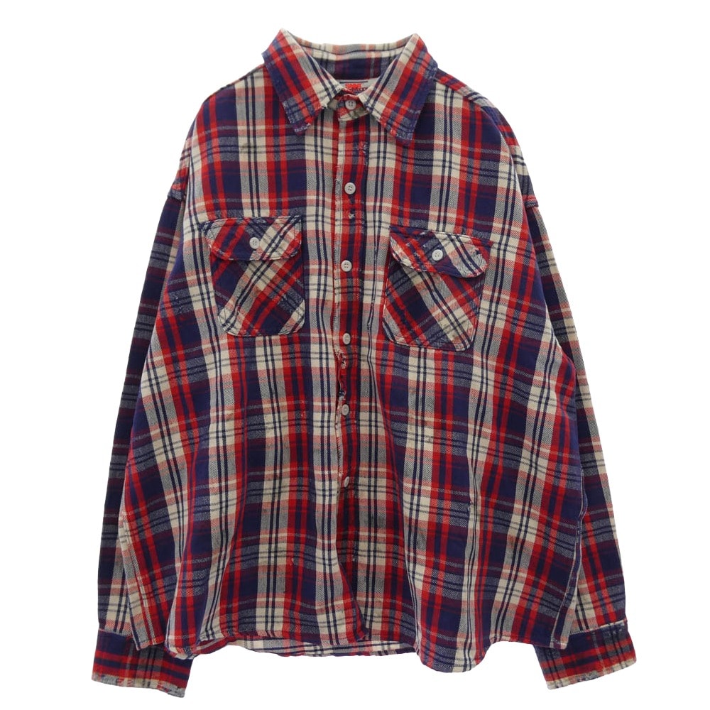 SAINT MICHAEL セントマイケル 長袖シャツ 26SS SM-MK3-0000-042 FLANNEL SHIRT チェック フランネル シャツ マルチカラー系 XL【新古品】【未使用】【中古】