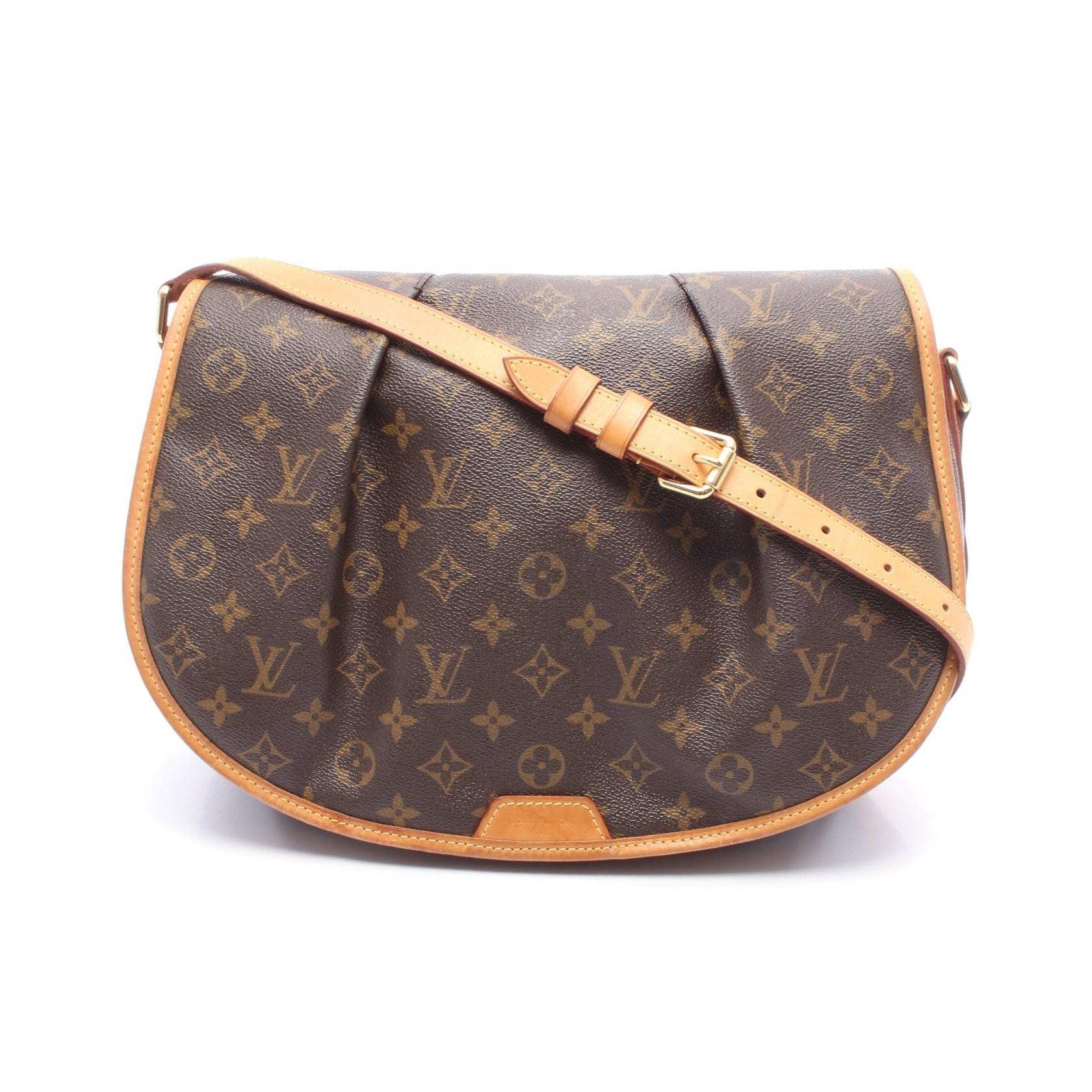 ルイ・ヴィトン LOUIS VUITTON メニルモンタンMM モノグラム ショルダーバッグ バッグ PVCコーティングキャンバス レザー レディース ブラウン系 M40473 【中古】