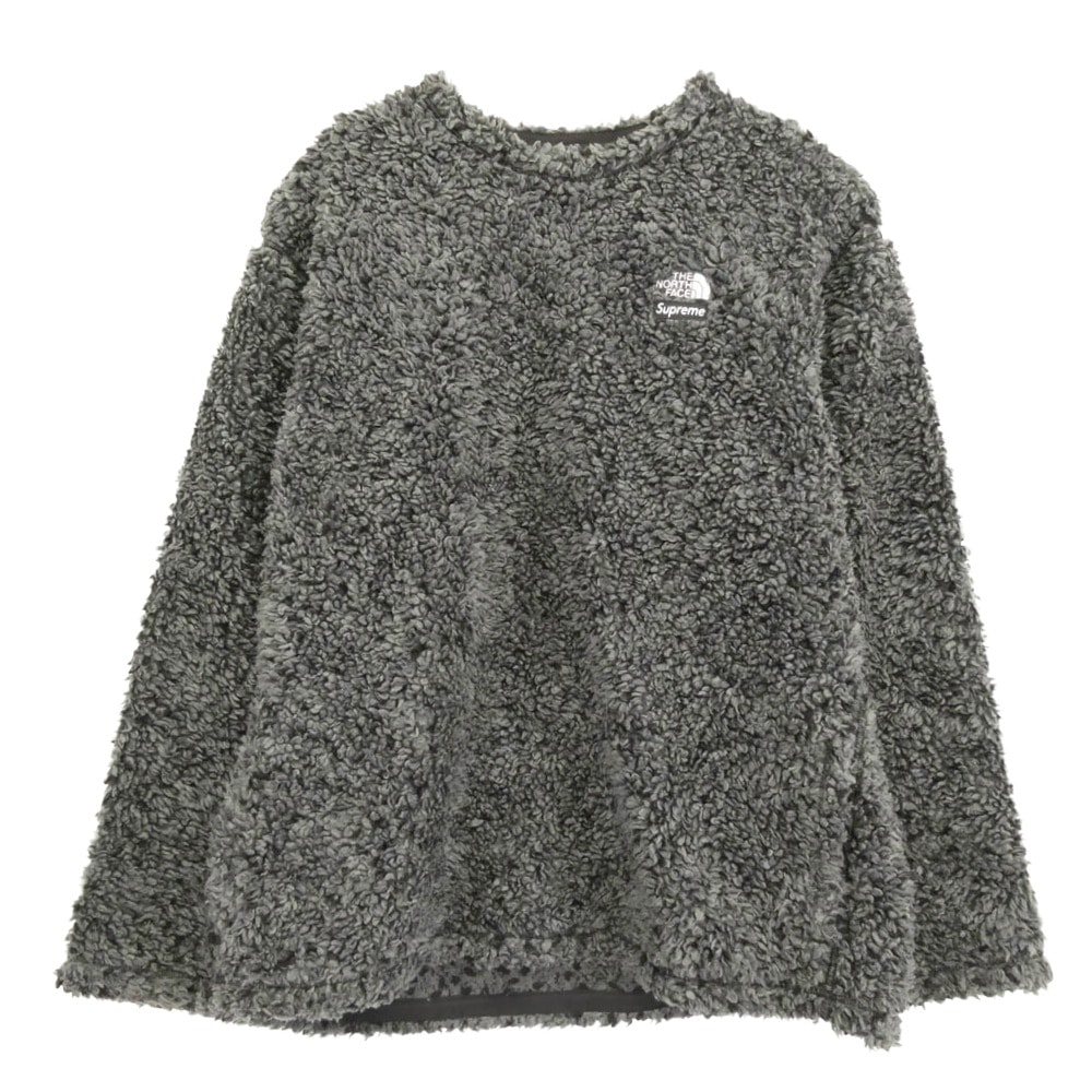 Supreme シュプリーム スウェット 23SS NT023071 × THE NORTH FACE ノースフェイス High Pile Fleece Pullover ボア ハイパイル フリース プルオーバー トップス ダークグレー系 L【中古】
