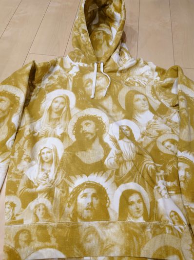 Supreme Jesus and Mary Hooded Sweatshirt "Yellow"