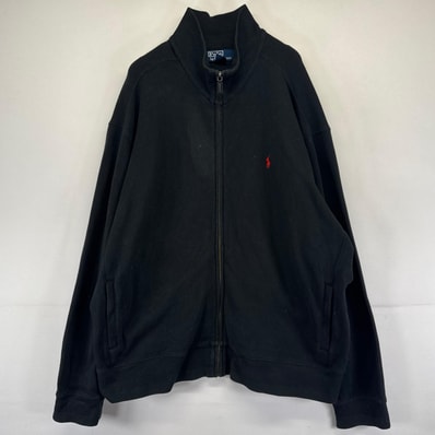 古着 ポロバイラルフローレン Polo by Ralph Lauren スウェット フルジップ ワンポイントロゴ 大きいサイズ 2XL ブラック系 メンズ