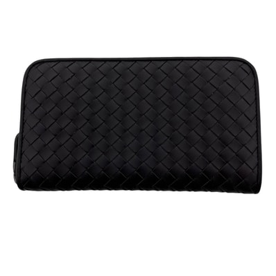 BOTTEGAVENETA ボッテガヴェネタ イントレチャート ラウンドファスナー長財布 長財布 レザー ブラウン メンズ【中古】