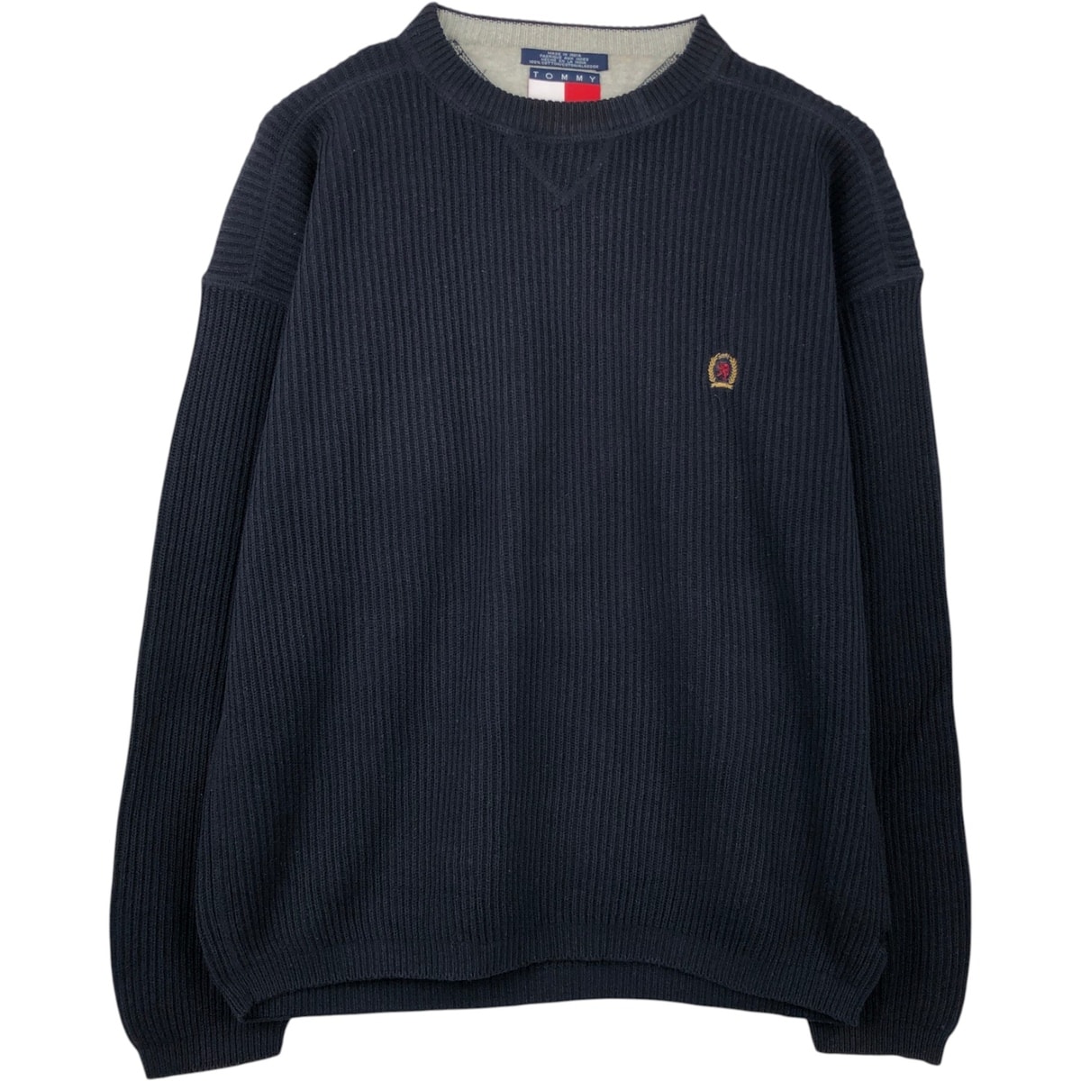 古着 90年代 トミーヒルフィガー TOMMY HILFIGER リブ編み コットンニットセーター メンズM相当 ヴィンテージ/eaa660012