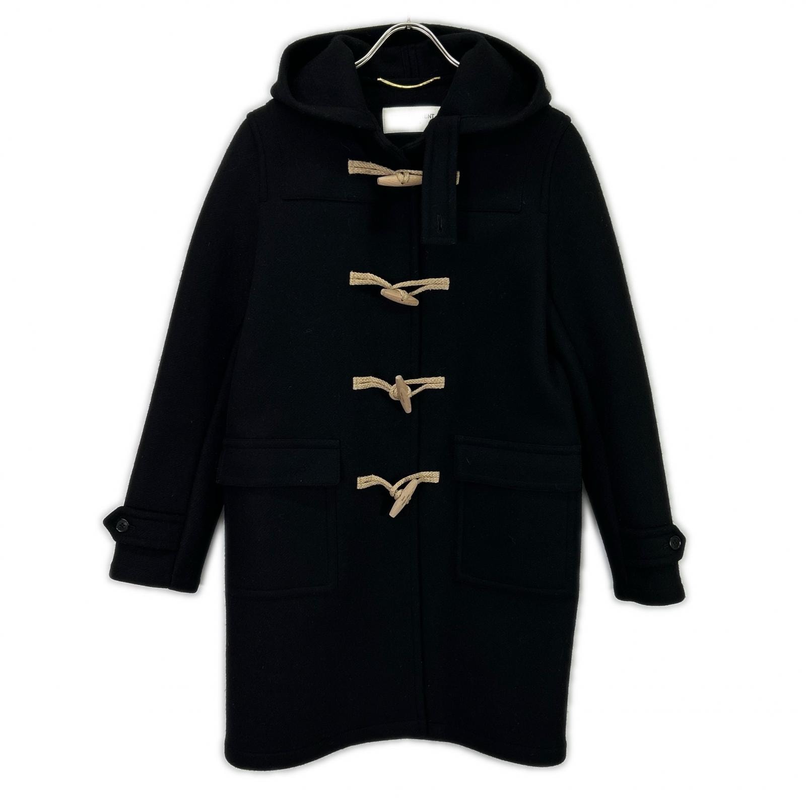 サンローランパリ 16AW 376281 エディ期 ブラック ウールメルトンダッフルコート 38