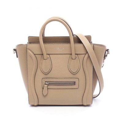 セリーヌ CELINE ラゲージ ナノショッパー 2WAY ハンドバッグ バッグ レザー レディース ベージュ系 【中古】