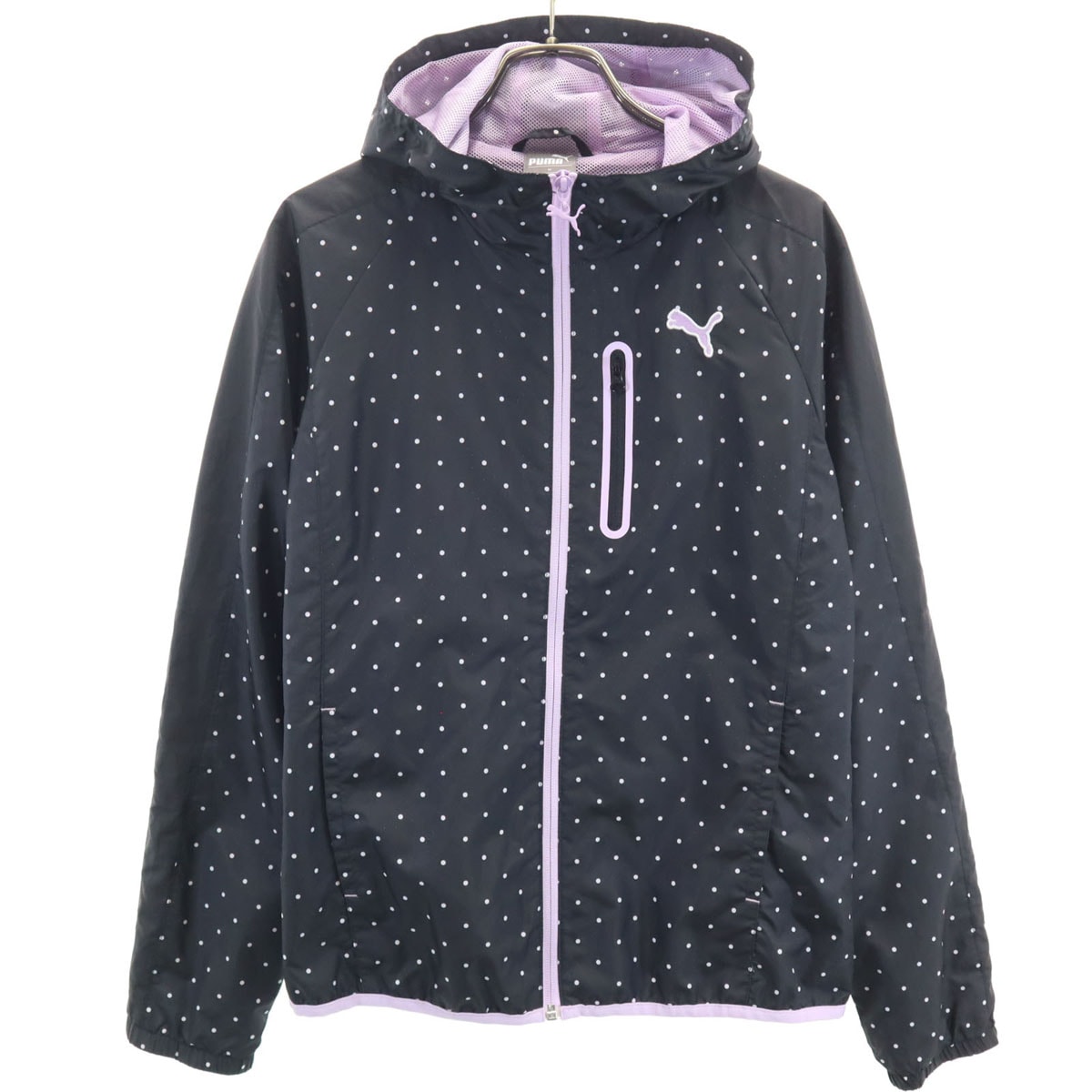 PUMA プーマ ドット柄 ウインドブレーカー M ブラック ジャケット 裏メッシュ 水玉