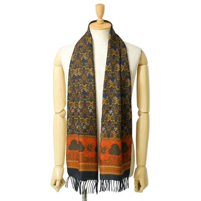 ■美品■Salvatore Ferragamo サルヴァトーレフェラガモ ストール カシミヤ × シルク フリンジ マフラー ブランド古着【中古】20260429/RA8915