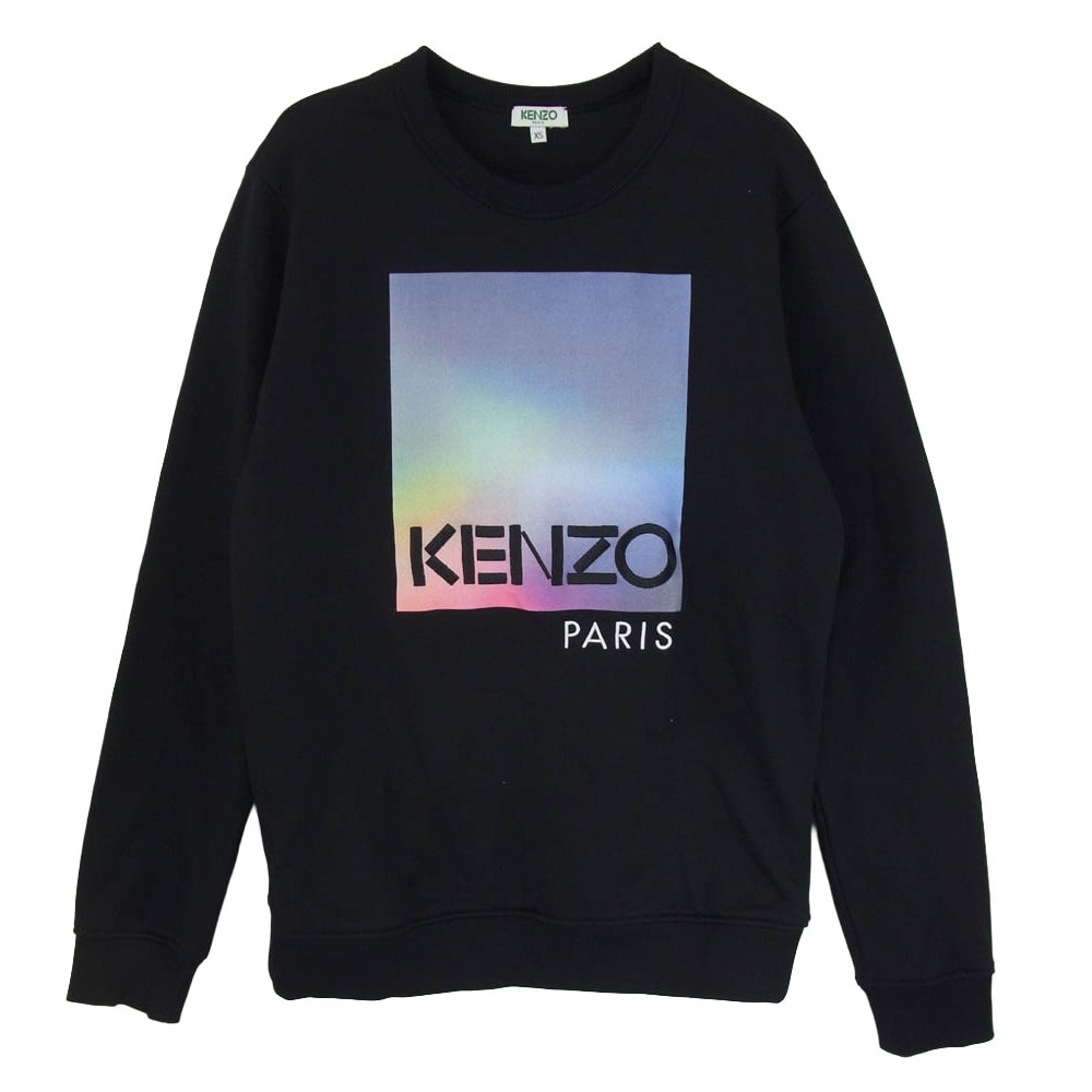 KENZO ケンゾー スウェット F765SW1674MF グラデーション ロゴ クルーネック スウェット ブラック系 XS【美品】【中古】