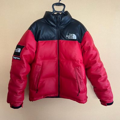 Supreme x The North Face Leather Nuptse Jacket "Red"