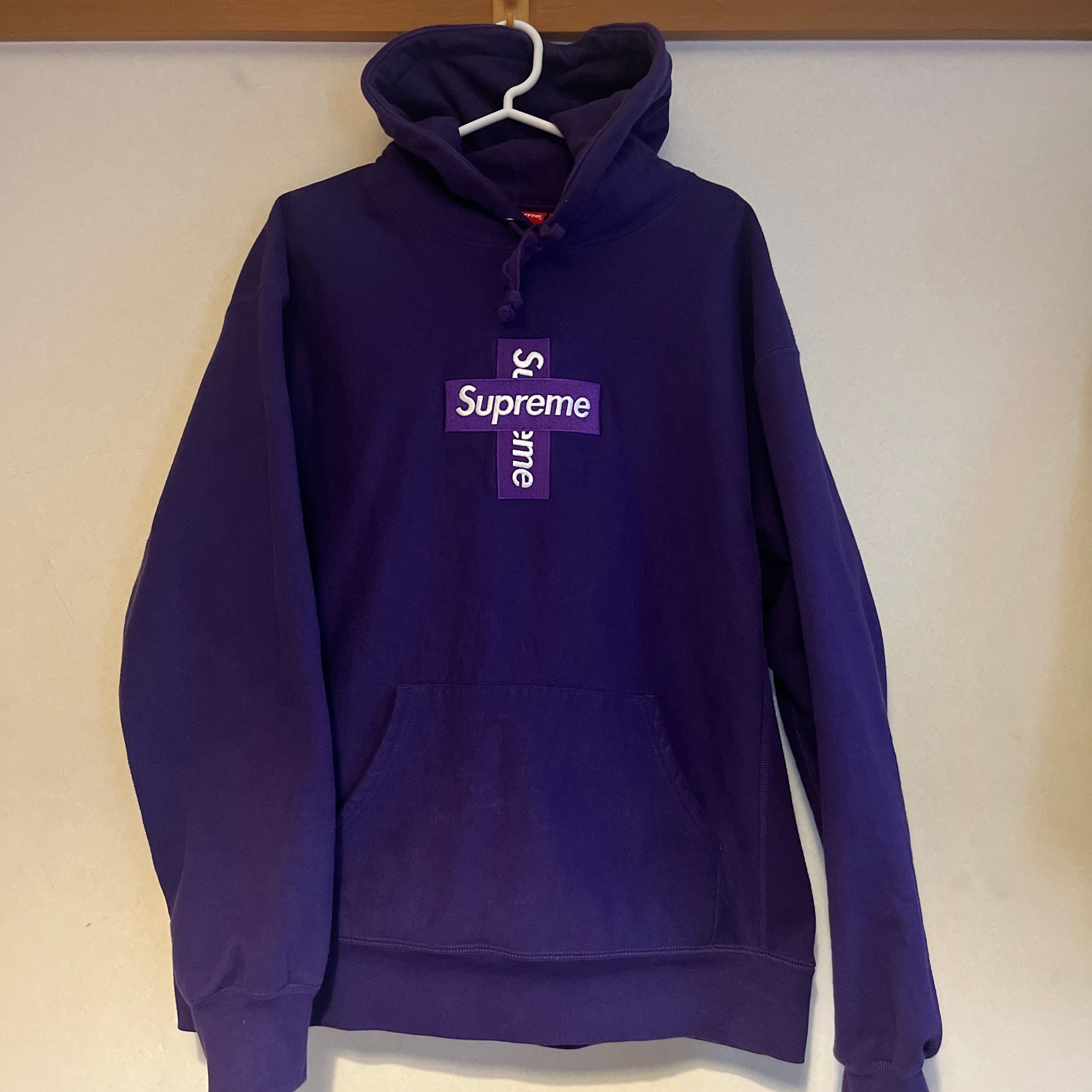 Supreme Cross Box Logo Hooded Sweatshirt "Purple"