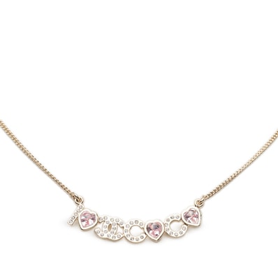 シャネル ハート ココマーク ネックレス ゴールド メッキ ラインストーン ビジュー レディース CHANEL 【中古】