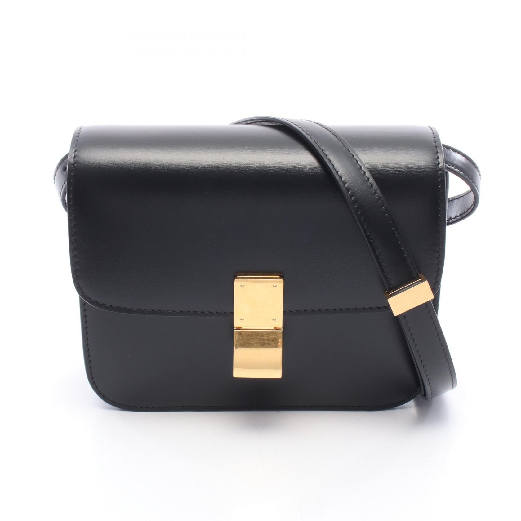 セリーヌ CELINE クラシック ボックス スモール ショルダーバッグ バッグ レザー レディース ブラック系 189183 【中古】