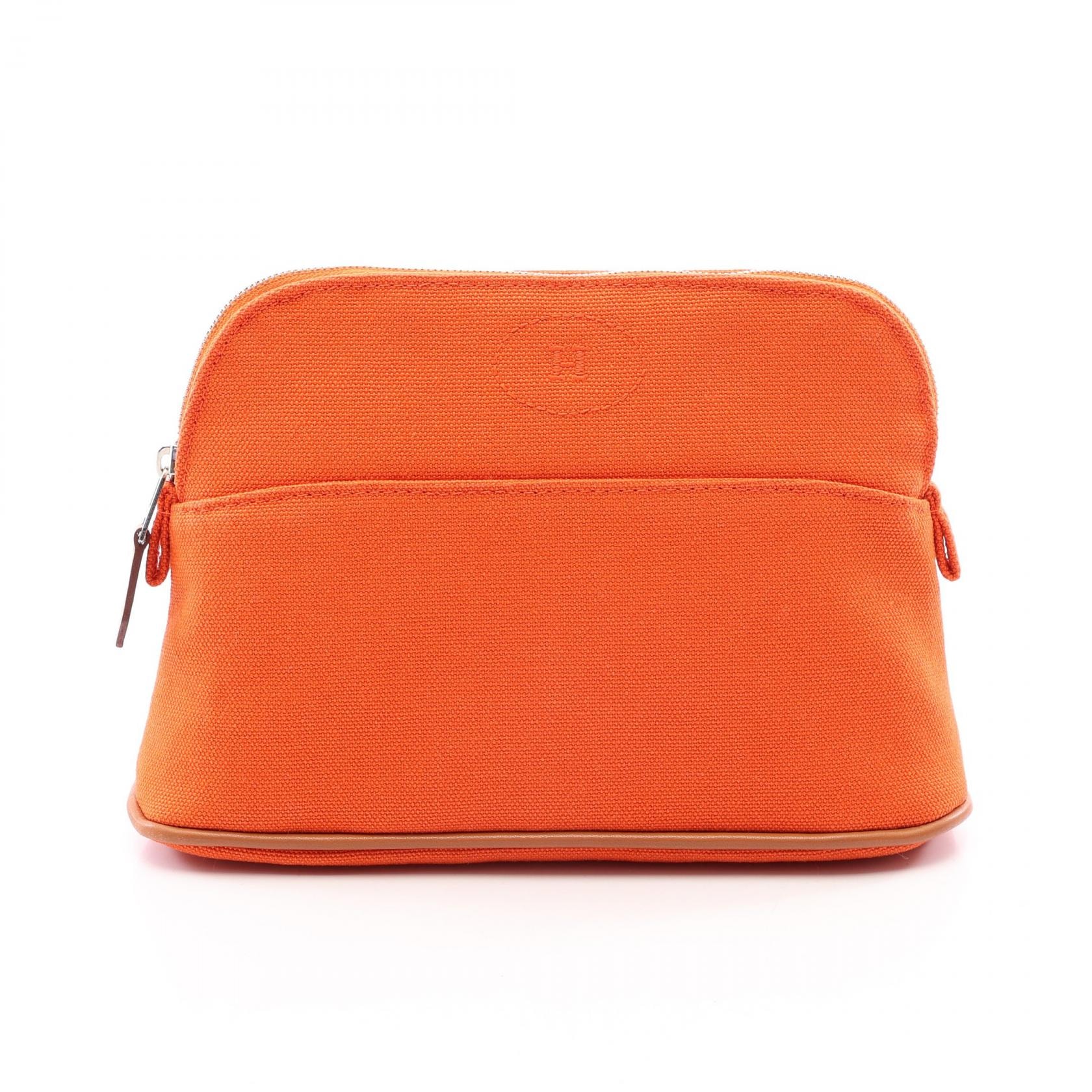 エルメス HERMES ボリードポーチ ミニ ポーチ バッグ キャンバス レザー フー レディース オレンジ系 オランジュ H104773M 02 【中古】
